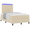 vidaXL Cama Box com colch&atilde;o com led Creme 120 x 200 cm tecido