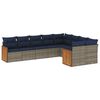 vidaXL Conjunto de sof&aacute; de jardim de 9 pe&ccedil;as com almofadas em rattan sint&eacute;tico cinza