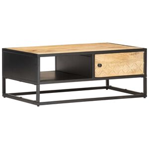 vidaXL Mesa de centro c/ porta esculpida 90x55x36 cm mangueira &aacute;spera