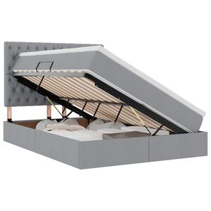 vidaXL Cama com arruma&ccedil;&atilde;o e LED Cinzento-claro 140 x 190 cm Poli&eacute;ster