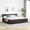 vidaXL Cama Box com cabeceira Manual Marrom Escuro 200 x 200 cm tecido