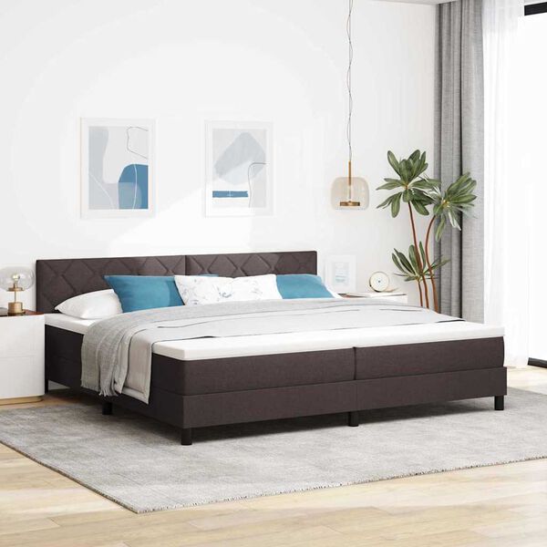 vidaXL Cama Box com cabeceira Manual Marrom Escuro 200 x 200 cm tecido