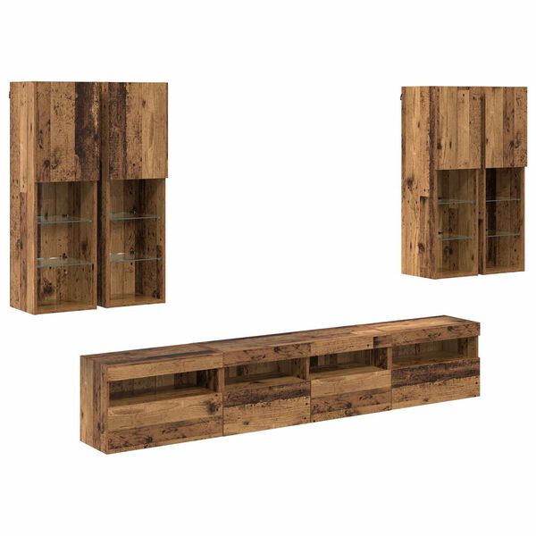 vidaXL Conjunto de Gabinete de TV na Parede com Luzes LED 7 pcs