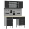 vidaXL Arm&aacute;rio de Trabalho 7 unid. Preto Madeira de Engenharia e A&ccedil;o