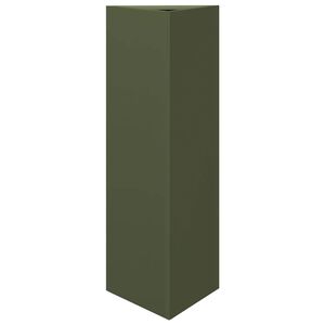vidaXL Vaso/floreira jardim triangular 30x26x75 cm a&ccedil;o verde-azeitona