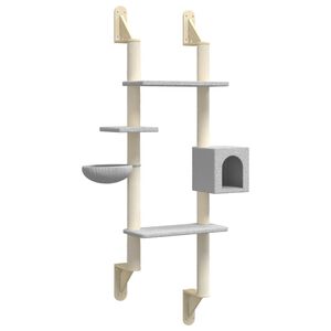 vidaXL &Aacute;rvore parede p/ gatos c/ poste arranhador 180 cm cinza-claro