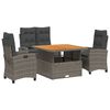 vidaXL 4 pcs conjunto de jantar p/ jardim c/ almofad&otilde;es vime PE cinza
