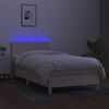 vidaXL Cama box spring c/ colch&atilde;o e LED 100x200 cm tecido cor creme