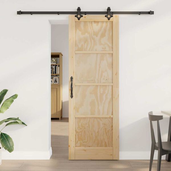 vidaXL Porta Deslizante Natural e Preto 73,5 x 211 cm