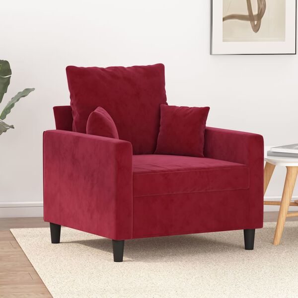 vidaXL Poltrona 60 cm veludo vermelho-tinto