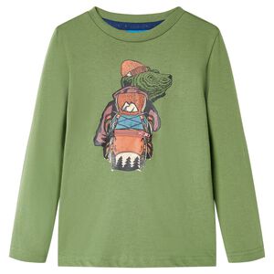 T-shirt de manga comprida para crian&ccedil;a caqui-claro 104