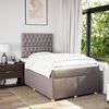 vidaXL Cama boxspring c/ colch&atilde;o 120x190cm tecido castanho-acinzentado