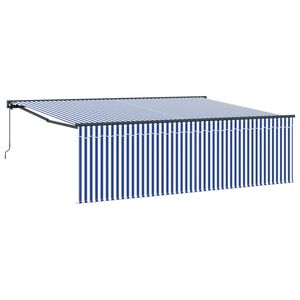 vidaXL Toldo Retr&aacute;til Azul e Branco 400 &times; 300 cm Poli&eacute;ster e Alum&iacute;nio