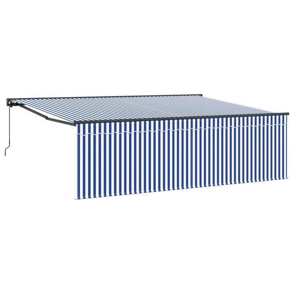 vidaXL Toldo Retr&aacute;til Azul e Branco 400 &times; 300 cm Poli&eacute;ster e Alum&iacute;nio