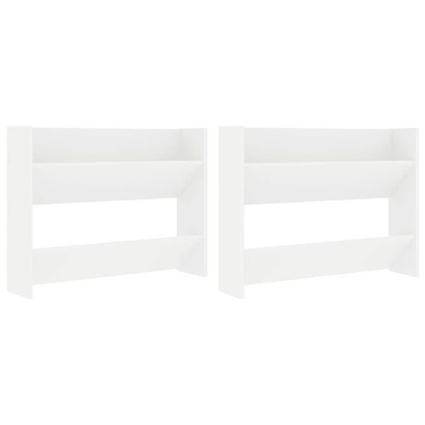 vidaXL Sapateiras de parede 2 pcs 80x18x60 cm contraplacado branco