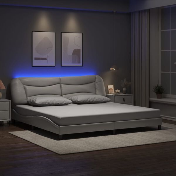 vidaXL Estrutura de cama com LED sem colch&atilde;o Hvar 200x200 cm branco