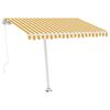 vidaXL Toldo retr&aacute;til manual com LED 300x250 cm amarelo e branco