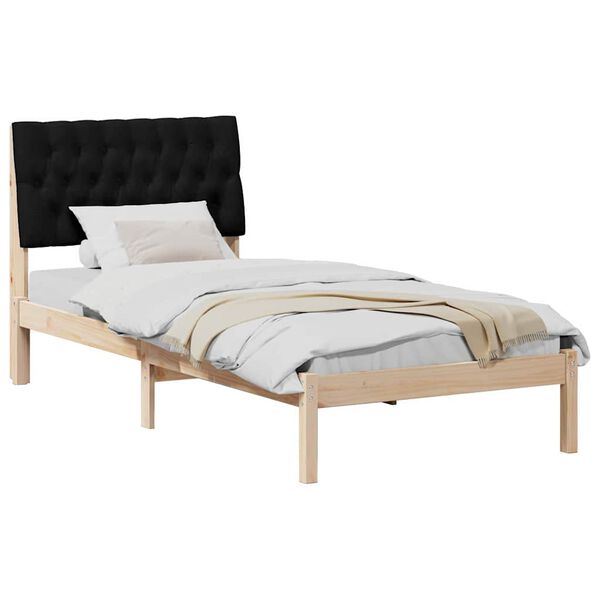 vidaXL Estrutura de Cama com Cabeceira Estofada Castanho 90 x 200 cm
