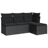 vidaXL 4 pcs conjunto de sof&aacute;s para jardim c/ almofad&otilde;es vime PE preto