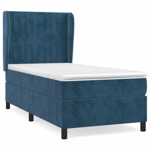 vidaXL Cama com molas/colch&atilde;o 90x200 cm veludo azul-escuro