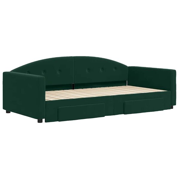 vidaXL Sof&aacute;-cama c/ gavet&atilde;o e gavetas 100x200 cm veludo verde-escuro