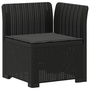 vidaXL Sof&aacute; de Jardim 1 Lugar com Almofada Look Rattan PP Antracite