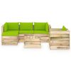 vidaXL 6 pcs conj. lounge jardim c/ almofad&otilde;es madeira impreg. verde