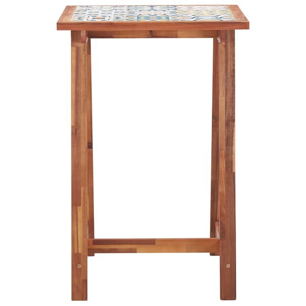 vidaXL 3 pcs conjunto de bar exterior tampo em mosaico e ac&aacute;cia maci&ccedil;a