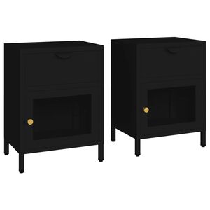 vidaXL Mesas de cabeceira 2 pcs 40x30x54,5 cm vidro e aço preto