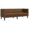 vidaXL Sof&aacute; chesterfield 3 lugares camur&ccedil;a artificial castanho