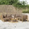 vidaXL 8 pcs conj. lounge jardim bambu almofadões cinzento-acastanhado