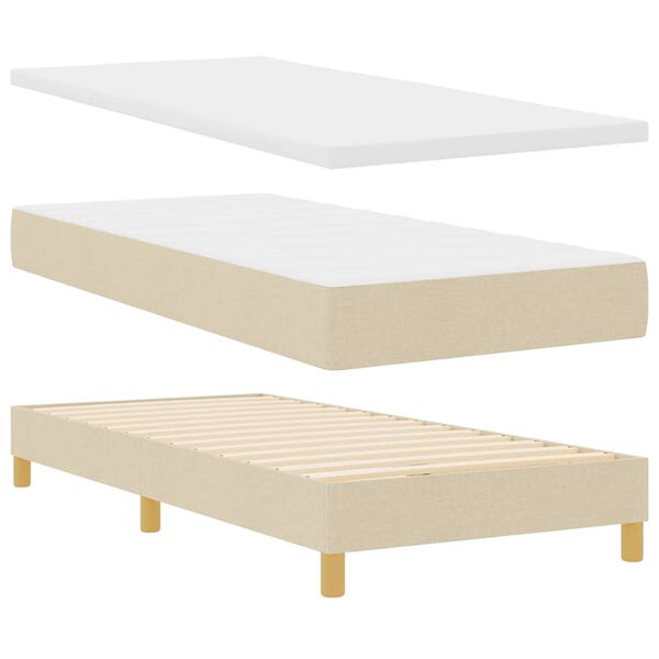 vidaXL Cama Box com colch&atilde;o com cabeceira Creme 200 x 100 cm Poli&eacute;ster