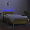 vidaXL Cama box spring c/ colch&atilde;o e LED 90x190 cm tecido verde