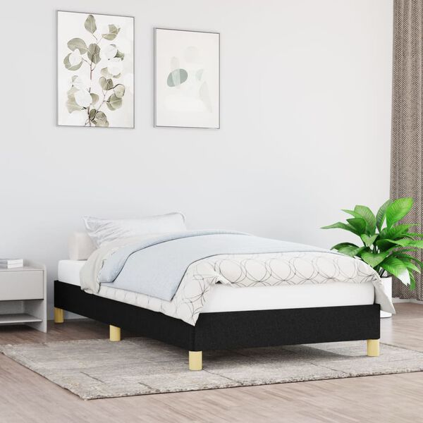 vidaXL Estrutura de cama sem colch&atilde;o 90x200 cm tecido preto