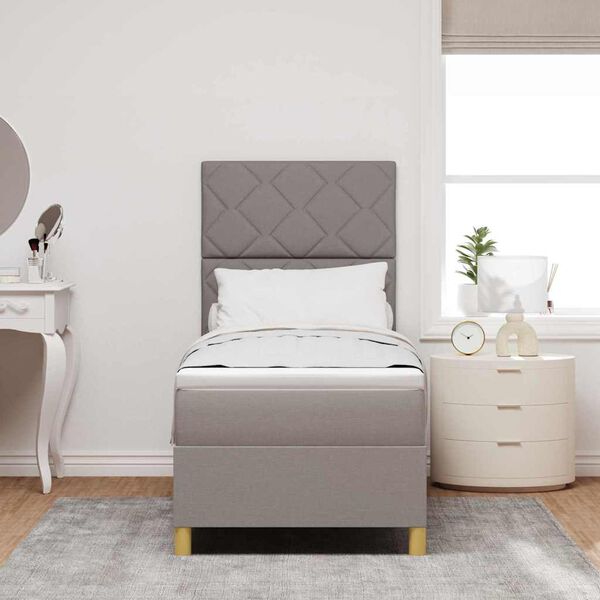 vidaXL Cama Box com colch&atilde;o Cinzento-acastanhado 80 x 200 cm tecido