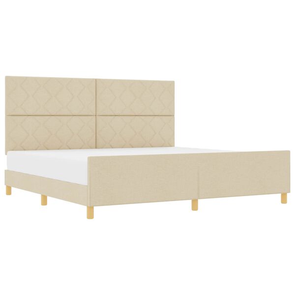 vidaXL Estrutura da Cama com cabeceira Creme 200 x 200 cm tecido