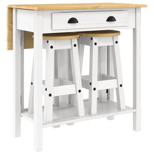 vidaXL 3 pcs conjunto de bar pinho maci&ccedil;o branco