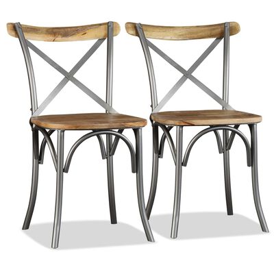 vidaXL Cadeiras de jantar 4 pcs madeira mangueira maciça + encosto aço