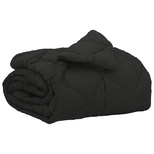 vidaXL Duvet de Ano Inteiro Preto 140 x 200 cm Microfibra