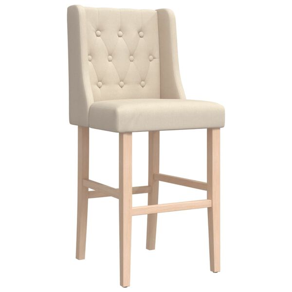 vidaXL Cadeiras de bar 2 pcs madeira de seringueira maci&ccedil;a e tecido