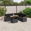 vidaXL 7 pcs conjunto de sofás p/ jardim c/ almofadões vime PE preto