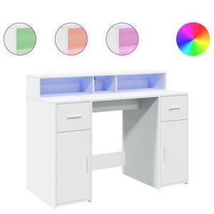 vidaXL Secret&aacute;ria c/ luzes LED 120x55x91cm derivados de madeira branco