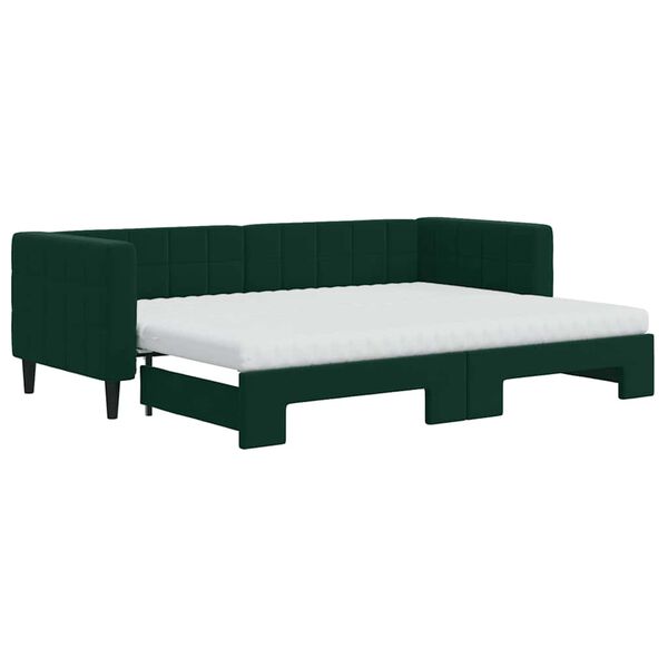 vidaXL Sof&aacute;-cama c/ gavet&atilde;o e colch&otilde;es 80x200cm veludo verde-escuro