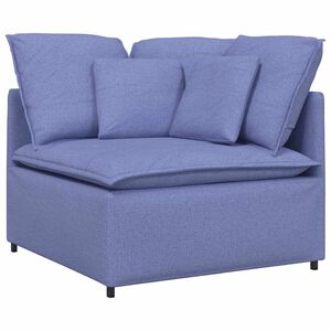 vidaXL M&oacute;dulo de canto para sof&aacute; modular com almofadas, azul jeans, 100 cm