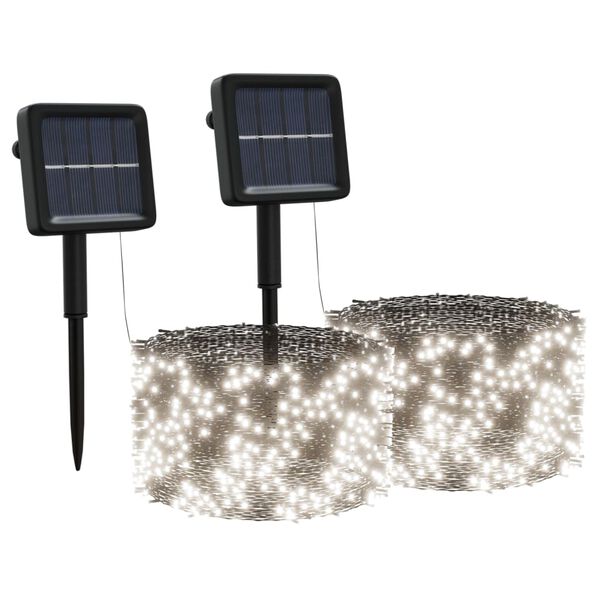 vidaXL Luzes solares 2pcs 2x200 LED p/ interior/exterior branco frio