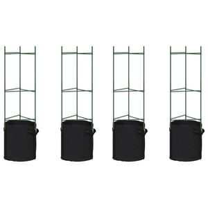 vidaXL Suportes para tomateiros com sacos 4 pcs 116 cm a&ccedil;o e PP