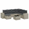 vidaXL 8 pcs conj. sof&aacute;s jardim c/ almofad&otilde;es vime PE cinzento-claro