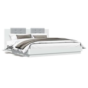 vidaXL Estrutura cama c/ cabeceira 200x200 cm derivados madeira branco