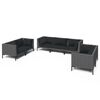 vidaXL 7 pcs conj. lounge jardim c/ almofad&otilde;es vime PE cinzento-escuro