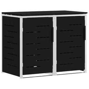 vidaXL Armazenamento de Lixeira for 2 Bins 240L A&ccedil;o inoxid&aacute;vel Preto